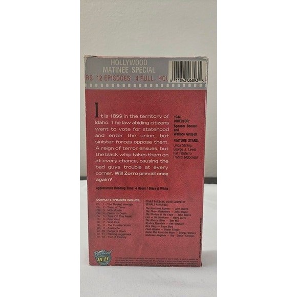 Zorro's Black Whip VHS 12 Episodes 1991 Burbank Video George Lewis - Picture 3 of 6